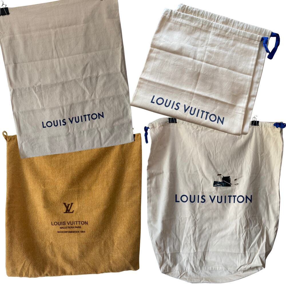 Louis Vuitton Dust Bag Lot of 5 Cotton & Wool Assorted Sizes Large Drawstring